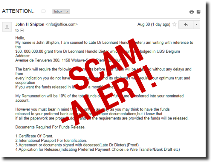 AVOID SCAM LETTER