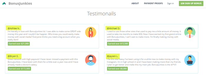 BonusJunkies-False-Testimonials